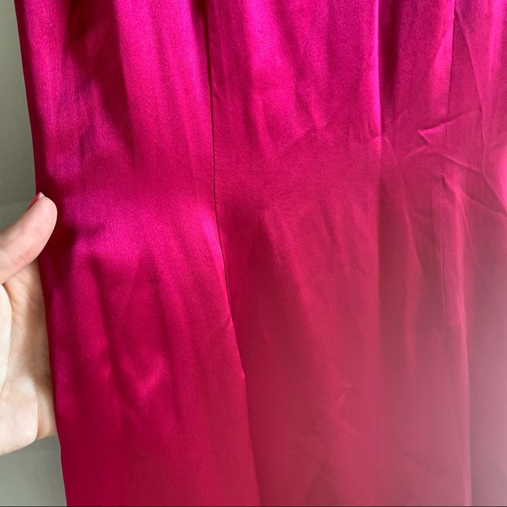 Ann Taylor Fuschia Silk Midi Scoop Neck Sleeveless Dress - Picture 5 of 9